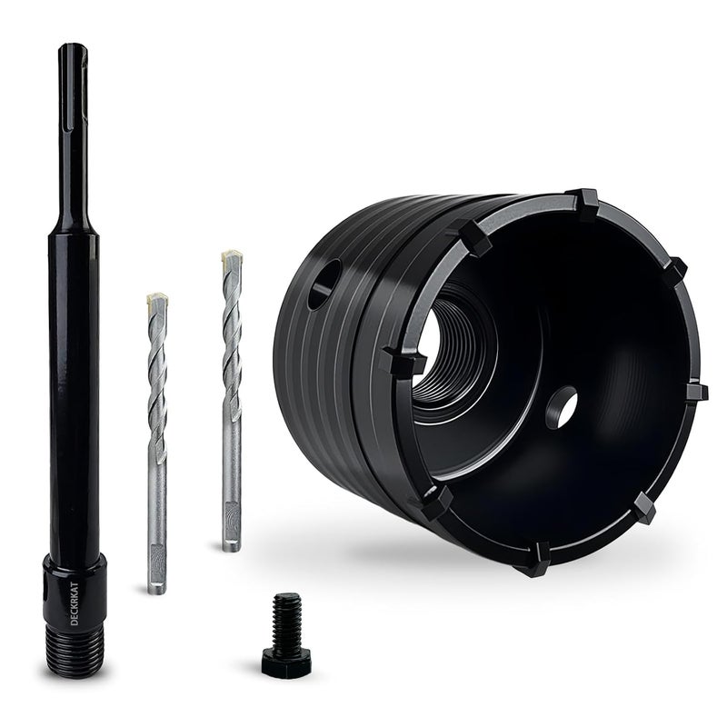DECKRKAT 3" Concrete Hole Saw Kit,Electroplated Black Quenching Tech,Heavy-Duty Thickened Alloy Teeth,SDS Plus Shank & 2 Center Bits for Concrete,Brick,Stone. - Image 1